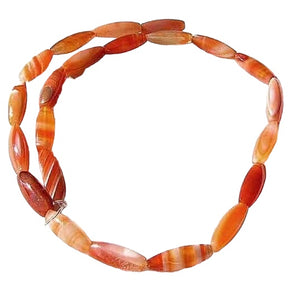 Orange & White Sardonyx Agate 18x6mm Rice Bead Strand 108986