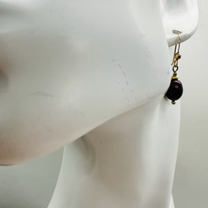 Black Cherry Freshwater Pearl 14kgf Earrings | 1" Long | 12x8mm Pearls | 1 Pair|