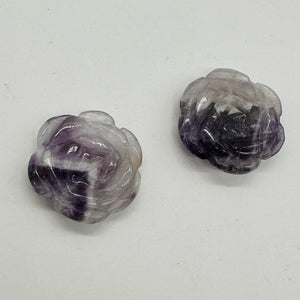 Bloomer 2 Carved Amethyst Rose Flower Beads 009290Aml