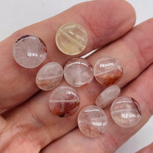 9 Natural Quartz Orange' 12x4mm Coin Beads 9337