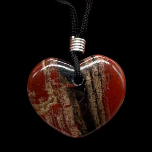 Brecciated Jasper Heart Pendant Necklace | 1" Long | Red, Pink | 1 Pendant |