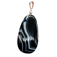 Load image into Gallery viewer, Stunning Black and White Sardonyx Sterling Silver Pendant | 3 1/4&quot; Long |
