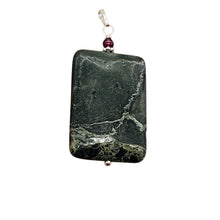 Load image into Gallery viewer, Tsunami Stone and Garnet14K Gold Filled Pendant | 35x25x7.5mm | Green, Red |
