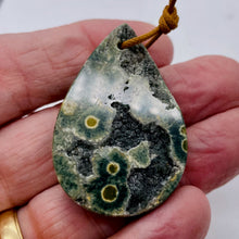Load image into Gallery viewer, Druzy Ocean Jasper Pendant Teardrop | 50x33x8mm | Green Yellow | 1 Bead
