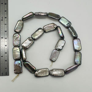 Glamour Platinum 18x9mm Rectangle Coin FW Pearl Strand 109935