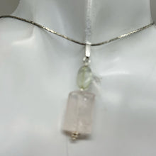 Load image into Gallery viewer, Rose Quartz, Green Moonstone Sterling Silver Pendant | 1 1/2&quot; Long| Pink, Green|

