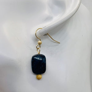 Pietersite Rectangle Bead 14K Gold Filled Earrings | 1 3/4" | Black Blue |