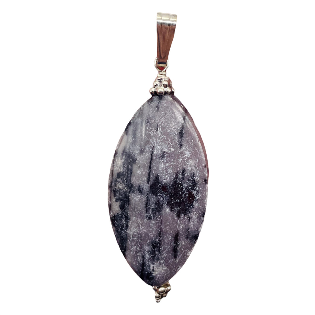 Mookaite Speckled Sterling Silver Marquise Pendant | 2 1/4