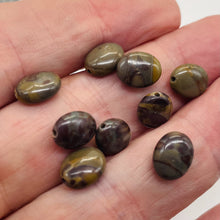 Load image into Gallery viewer, Rare 9 Chocolate Jasper 10x8mm Oval Coin Beads 009157
