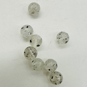 Tourmalinated Quartz Bead Parcel |7mm | 2 1/4" Long | Clear, Black | 8 Beads |