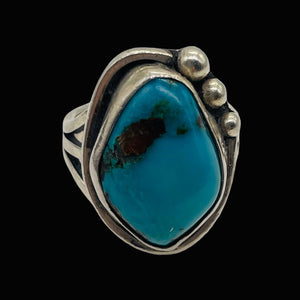Turquoise Sterling Silver Oval Ring | 10 | Blue | 1 Ring |