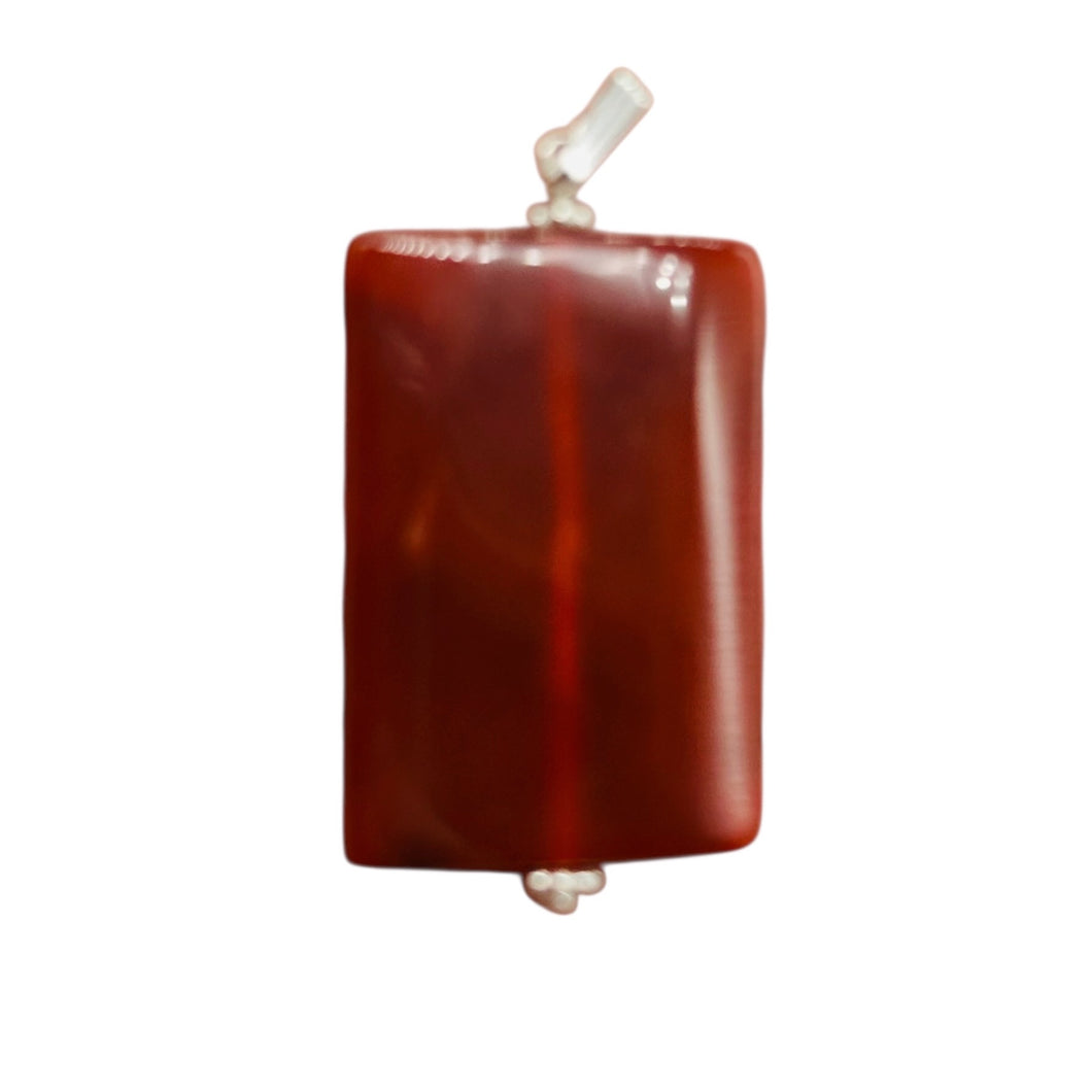 Carnelian Rectangle Cut 14kgf Pendant | 2
