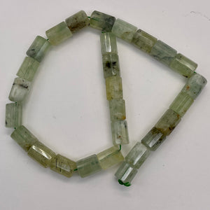 Tourmalated Prehnite Tube Bead Strand | 16x11mm | Green Black | 26 Beads |