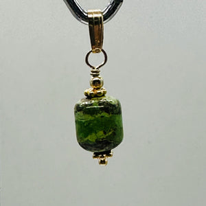 Gaspeite AAA 14K Gold Filled Pendant | 3/4" Long | Green, Brown |