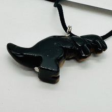 Load image into Gallery viewer, Tigereye Tyrannosaurus Rex Dinosaur Pendant Necklace | 3/4&#39; Long | Bronze |
