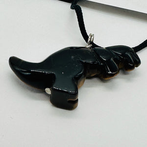 Tigereye Tyrannosaurus Rex Dinosaur Pendant Necklace | 3/4' Long | Bronze |