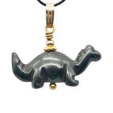 Load image into Gallery viewer, Hematite Diplodocus Dinosaur with 14K Gold-Filled Pendant 509259HMG

