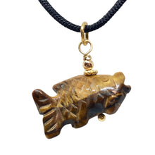 Load image into Gallery viewer, TigerEye Koi Fish Pendant Necklace|Semi Precious Stone Jewelry|14k gf Pendant
