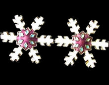 Load image into Gallery viewer, 2 White Mulberry Cloisonne 30x27mm Snowflake Focal Beads 8638F
