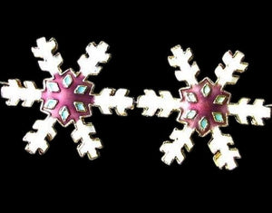 2 White Mulberry Cloisonne 30x27mm Snowflake Focal Beads 8638F