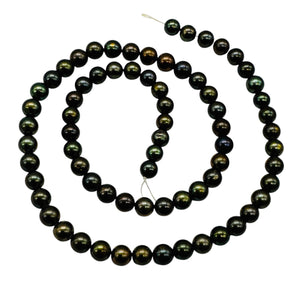 Fresh Water Pearls 16" Strand Round Pearls | 6mm | Dark Green, Red | 1 Strand |