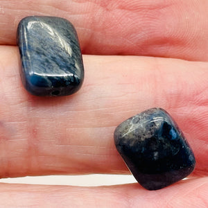 Pietersite Bead Rectangle | 15x10x4mm | Deep Blue Black | 2 Beads |