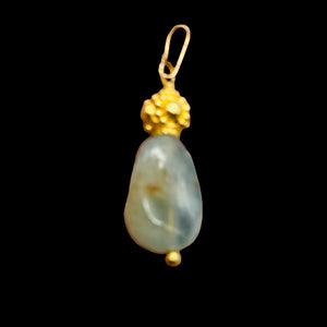 Aquamarine 14K Gold Filled Drop Pendant | 1 1/2" Long | Aqua | 1 Pendant |