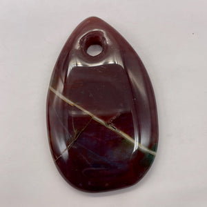 Hand Carved Bloodstone Agate Pendant Bead | 54x33x6mm| Green Red | Oval | 1 Bead