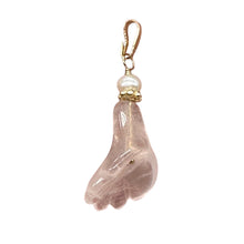 Load image into Gallery viewer, Rose Quartz Lily Flower and Pearl 14K Gold Filled Pendant | 1&quot; Long |
