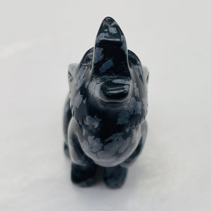Hand-Carved Howling Coyote Wolf | 58x30x23mm | Black White | 1 Figurine |