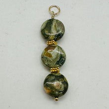 Load image into Gallery viewer, Raintree Rhyolite Jasper 14KGF Dangle Pendant | 2&quot; Long | Green, Pink |
