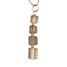 Load image into Gallery viewer, Natural Watermelon Tourmaline 14K Gold Filled Pendant | Pale Green, Clear, Pink|
