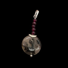 Load image into Gallery viewer, Gemmy Peruvian Opal w/Garnet Sterling Silver Pendant | Clear, Red |1 1/4&quot; Long |
