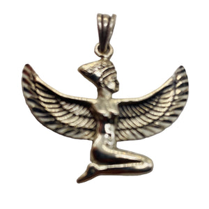 Winged Isis Sterling Silver Goddess Pendant Charm| 1 1/4" Long| Silver| 1 Charm|