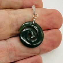 Load image into Gallery viewer, Jade New Zealand Maori Koru Sterling Silver Pendant | Green | 1&quot; Long |
