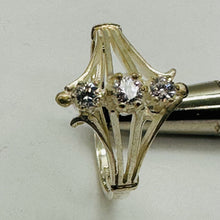 Load image into Gallery viewer, Three Stone Cubic Zirconia Promise Ring Sterling Silver Size 6.75
