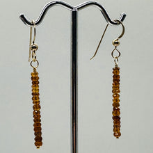Load image into Gallery viewer, Sapphire Faceted Rondelle 14K Gold Filled Earrings| Pumpkin Orange| 1 1/2&quot; Long|
