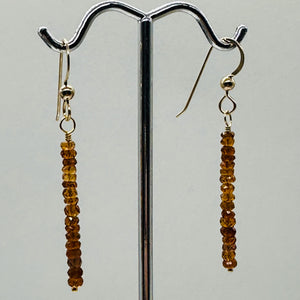 Sapphire Faceted Rondelle 14K Gold Filled Earrings| Pumpkin Orange| 1 1/2" Long|