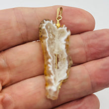 Load image into Gallery viewer, Druzy Agate Slice Designer 14kgf Pendant | 2 1/4" Long | Druzy Agate Crystal |
