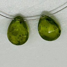 Load image into Gallery viewer, Gem! Faceted Untreated Peridot Briolette Beads Matched Pair | 9x7x4mm | 4.7 tcw|
