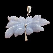Load image into Gallery viewer, Blue Chalcedony Druzy Carved Flower Sterling Silver Pendant | 1 1/2&quot; Long| Blue|
