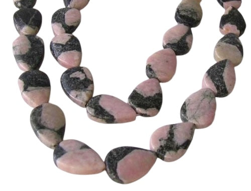 Natural Untreated Pink Kambaba Jasper 17x12mm Teardrop Bead Strand 110247