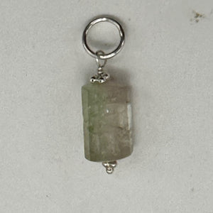 Natural Watermelon Tourmaline Sterling Silver Pendant | Pale Green, Pink. Clear|