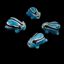 Load image into Gallery viewer, Frog Lampwork Glass Jumping Frog Beads | 17x12x9mm | Clear Blue | 4 Beads |

