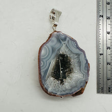 Load image into Gallery viewer, Blue Chalcedony Druzy Sparkling Cave Sterling Silver Pendant | 2"Long |
