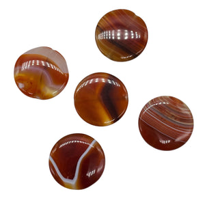 Red/Orange Sardonyx Agate Coin Pendant Bead 5677