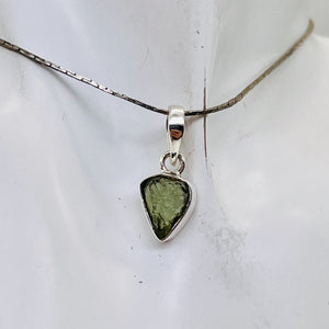 Moldavite 8.88ct Sterling Silver Heart Pendant | 3/4" Long | Green | 1 Pendant |