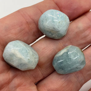 Aquamarine Smooth Nugget Bead Parcel | 19x16x16 - 18x19x17mm | Blue | 3 Beads |