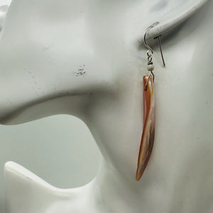 Designer Pink Mussel Shell Sterling Silver Earrings | 2 1/2"Long |