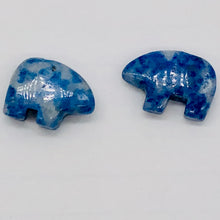Load image into Gallery viewer, 2 Roar Hand Carved Natural Lapis Bear Beads 9252LP | 15x12x4mm | Blue and White
